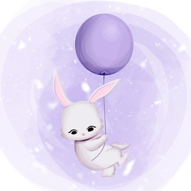 Lapin Volant Vers Le Ciel Avec Ballon