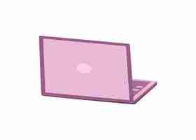 Vecteur laptop couleur rose ordinateur travail à domicile bureau ouvert ordinateur portable illustration vectorielle arrière-plan isolé