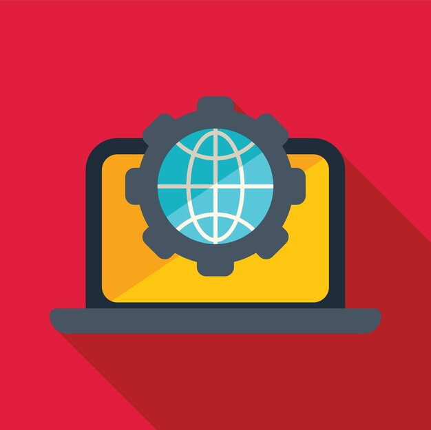 Laptop montrant une connexion Internet mondiale avec du matériel pour le développement Web et les affaires en ligne