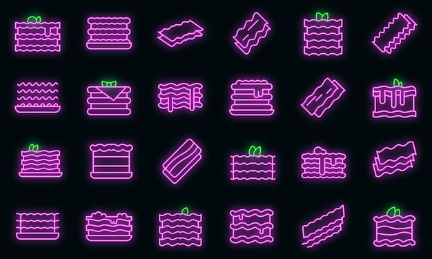 Lasagne Icons Set Vector Néon