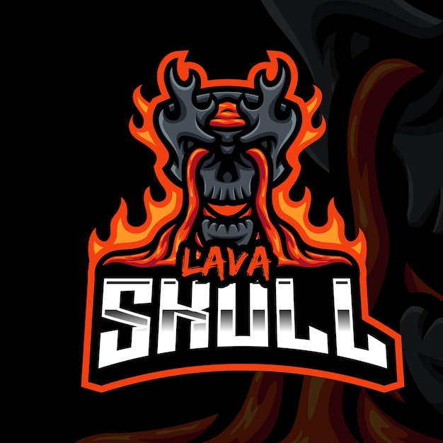 Vecteur lava skull mascot gaming logo template pour esports streamer facebook youtube