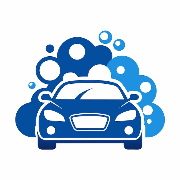 Vecteur un lavage de voiture représentant une voiture en train d'être lavée avec de la mousse sur un fond blanc solide 9