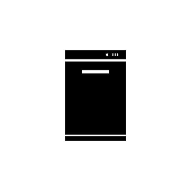 Lave-vaisselle de cuisine Symbole noir plat simple Pictogramme d'illustration vectorielle