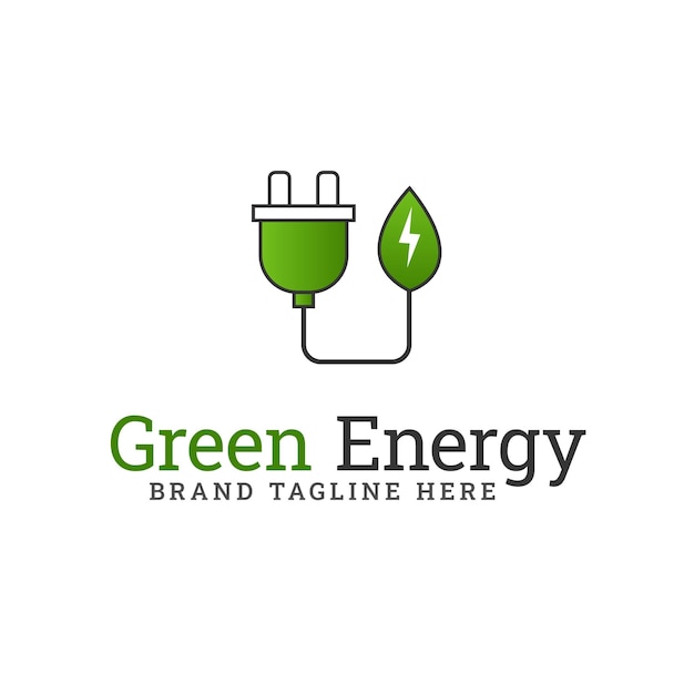 Leaf Charging By Charger Green Energy Modèle De Logo Vecteur Gratuit
