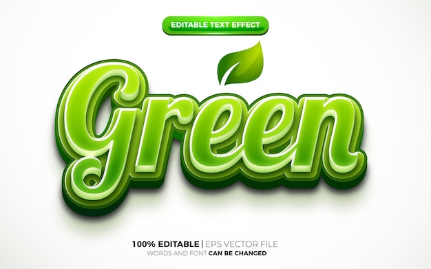 Leaf go green nature modèle de logo 3d style d'effet de texte modifiable