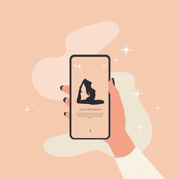 Une Leçon De Yoga Sur Un écran De Smartphone Une Fille Tient Son Téléphone Et Regarde L'entraînement