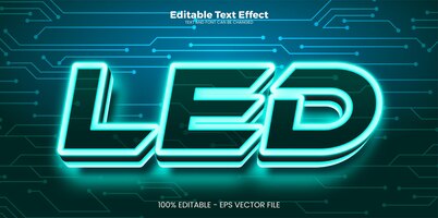 Led editable text effect in modern trend style