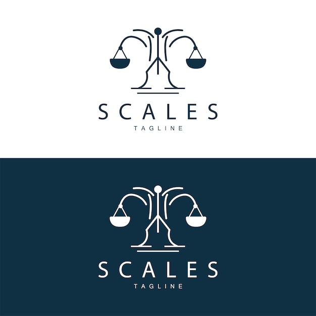 Legal Justice Scales Logo Design avec modèle de ligne simple pour les marques de l'entreprise