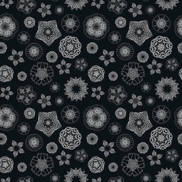 Élégant motif floral géométrique sur fond noir