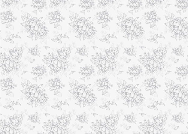 Élégant motif floral gris