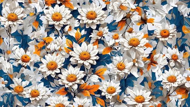 Élégant motif floral sans couture de couleur blanche et jaune