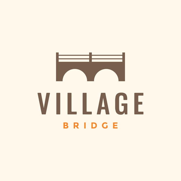 Vecteur légende de la construction classique du pont d'arc village de la rivière design du logo hipster illustration de l'icône vectorielle