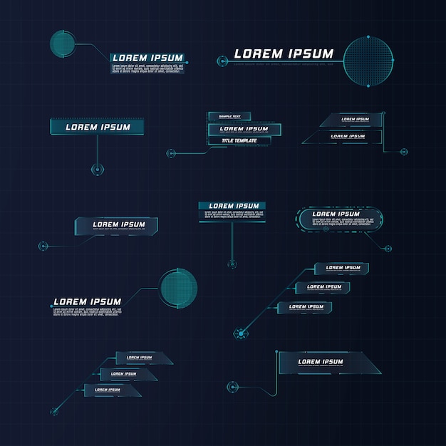 Légende du leader de style futuriste HUD. Modèles numériques modernes applicables à la disposition du cadre. Appels et flèches d'information. L'interface des éléments de l'ensemble graphique.