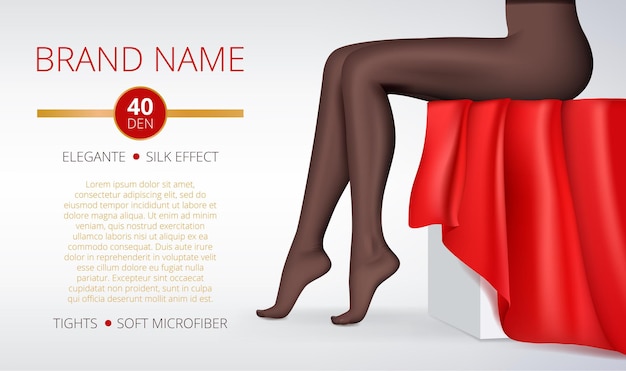 Vecteur leggings femme. photo publicitaire de la mode élégante vêtements féminins intimes collants de beauté jambes réalistes.