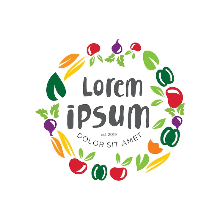 Vecteur légumes frais logo de légumes magasin d'aliments sains illustration