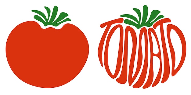 Légumes frais de tomate pour le signe de logo d'emblème ou le mot de tomate d'insigne