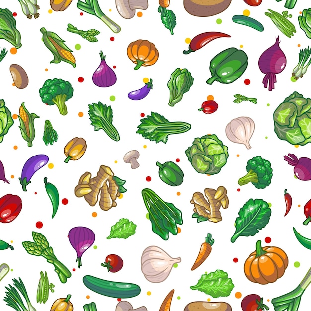 Vecteur légumes modèle sans couture dessin illustration design