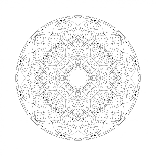 Élément de dessin abstrait noir blanc. Mandala rond en vecteur. Modèle graphique pour votre conception. Motif circulaire