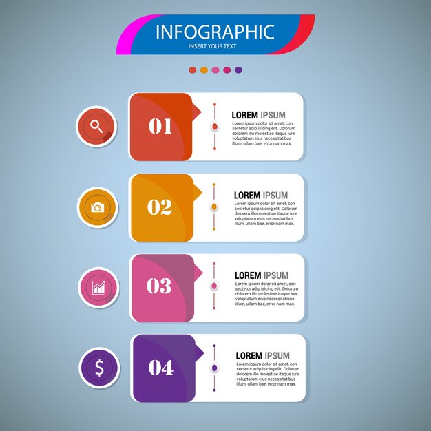 Élément d&#39;infographie avec différentes étapes