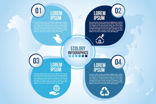 Éléments de conception infographique éco eau bleu étapes de processus ou pièces d'options avec goutte d'eau