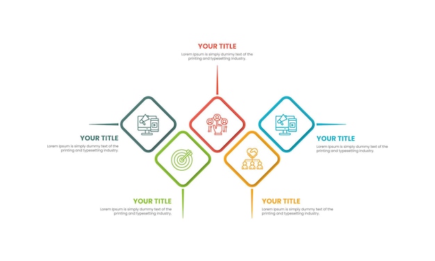 Éléments d'étapes d'organigramme de conception infographique d'entreprise 3D