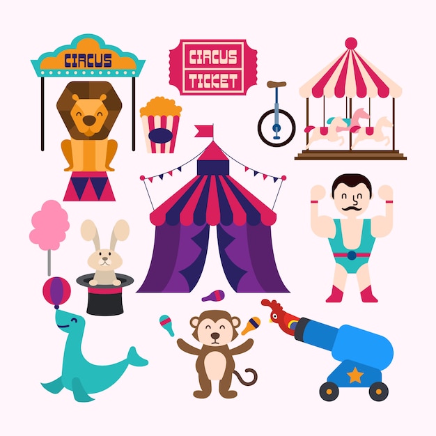 Éléments graphiques du carnaval du cirque