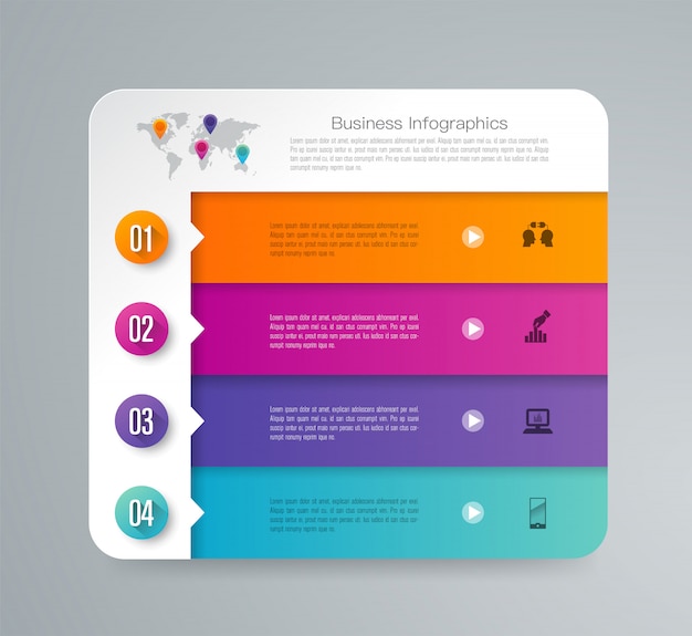 Éléments infographiques de gestion en 4 étapes pour la présentation