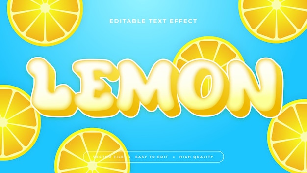 Lemon bleu jaune et blanc effet de texte 3D modifiable style de police effet de texte de jus de fruits frais