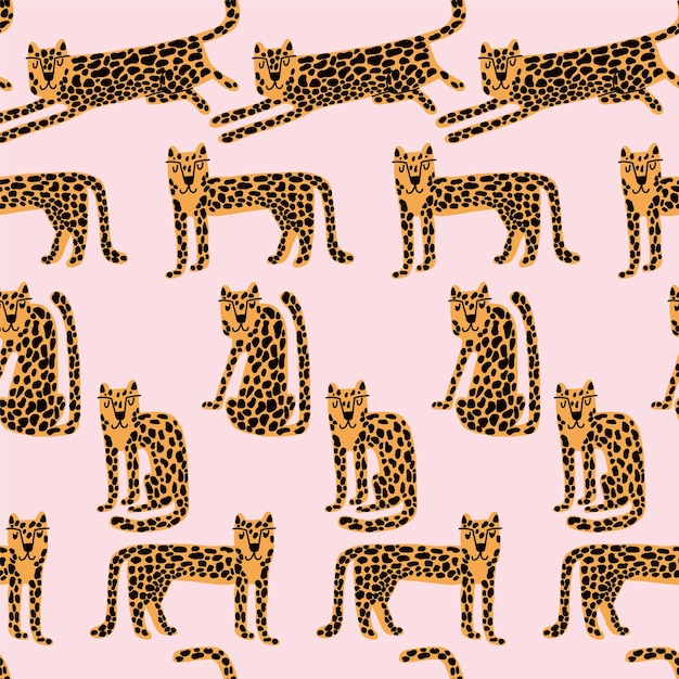 Léopard modèle sans couture animal sauvage imprimé léopard dessin animé drôle gepard
