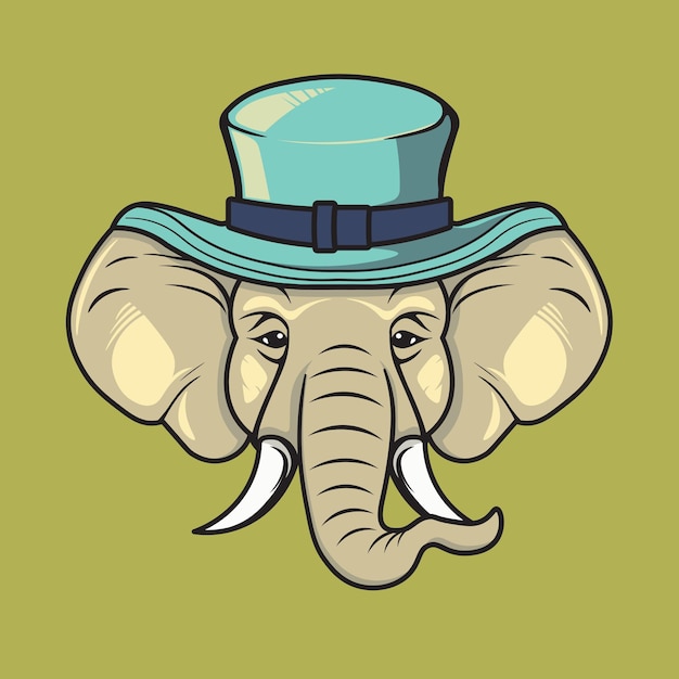 Éléphant portant une illustration vectorielle de chapeau