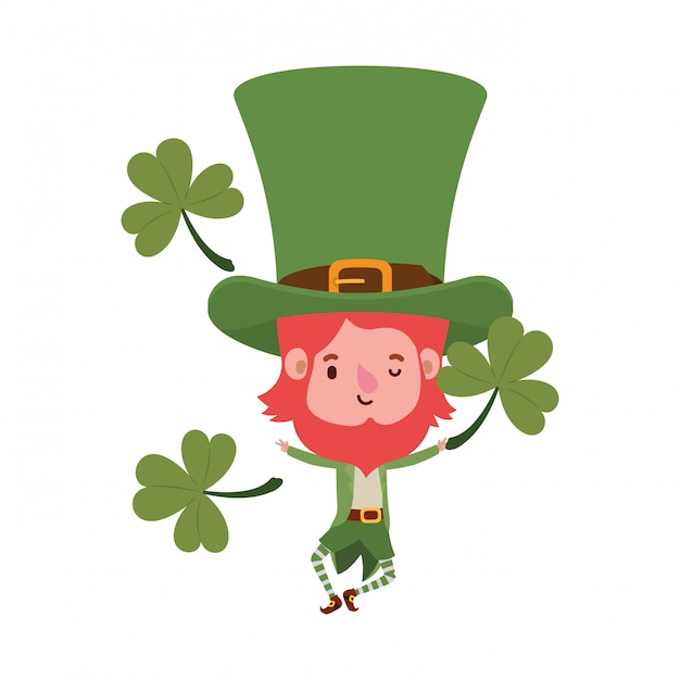 Leprechaun Debout Avec Le Personnage D'avatar De Trèfle