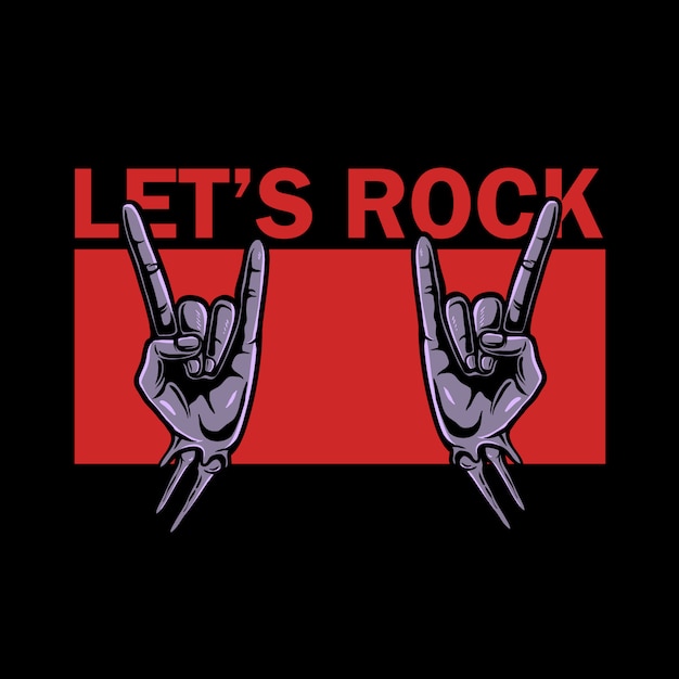 Vecteur let's rock illustration de signe de la main