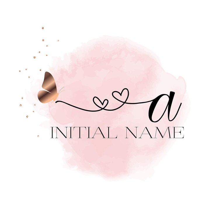 Vecteur a letter initial logo design logo papillon rose et or logo paillettes d'or boutique de beauté