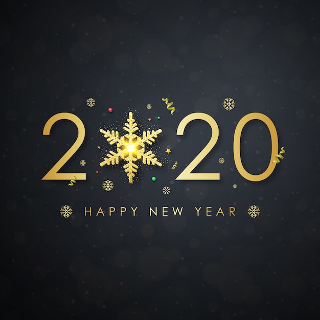 Vecteur lettrage de bonne année 2020 avec bokeh