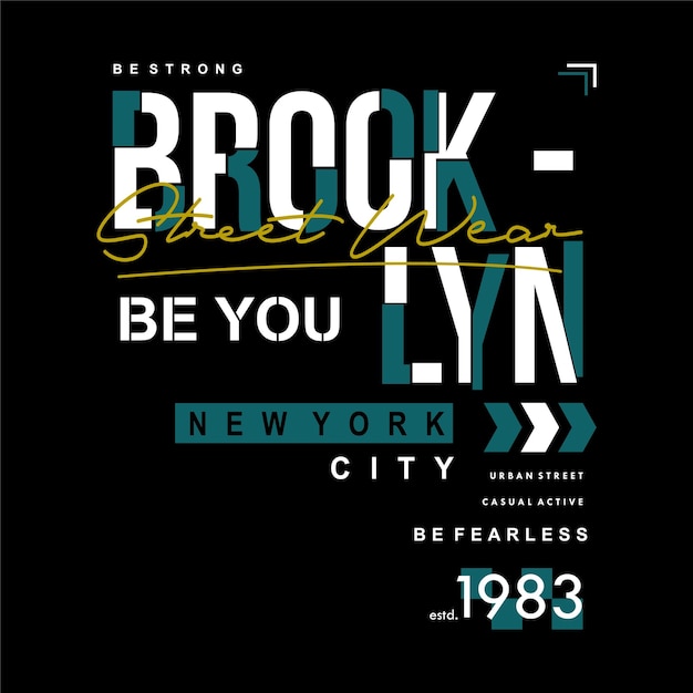 Lettrage De Brooklyn, Vecteur De Typographie, Illustration Graphique De Doodle, Pour T-shirt