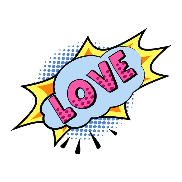 Lettrage comique AMOUR sur fond blanc Illustration vectorielle