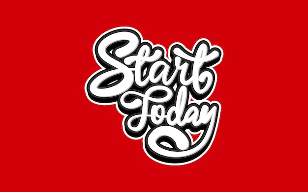 lettrage commence aujourd'hui avec des effets de texte 3D de fond rouge de style 3D