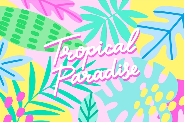 Lettrage De Conception Tropicale Avec Des Feuilles