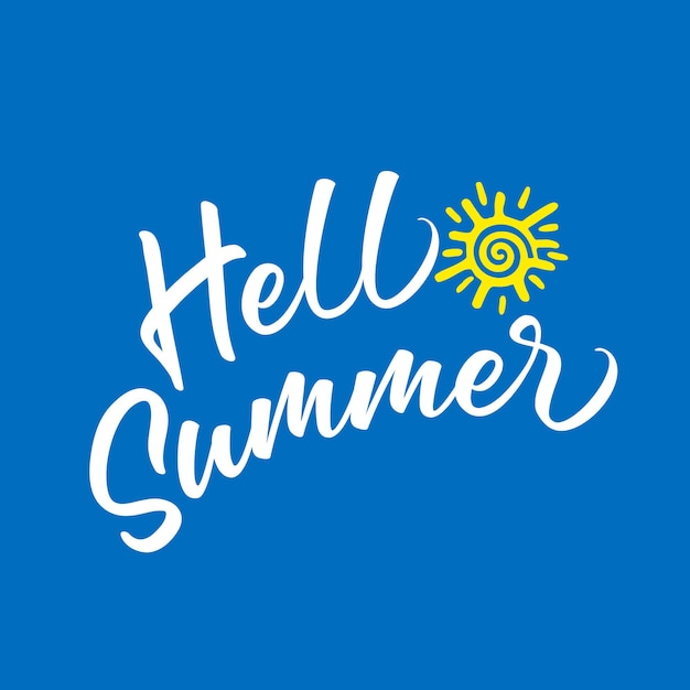 Lettrage Dessiné à La Main Hello Summer Vector Calligraphie Au Pinceau Texte Phrase Hello Summer And Sun