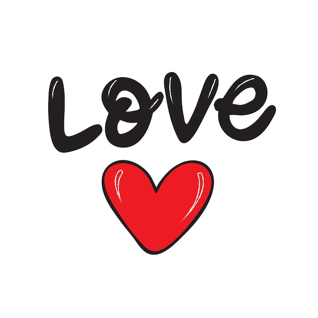 Lettrage dessiné à la main Love sur fond blanc