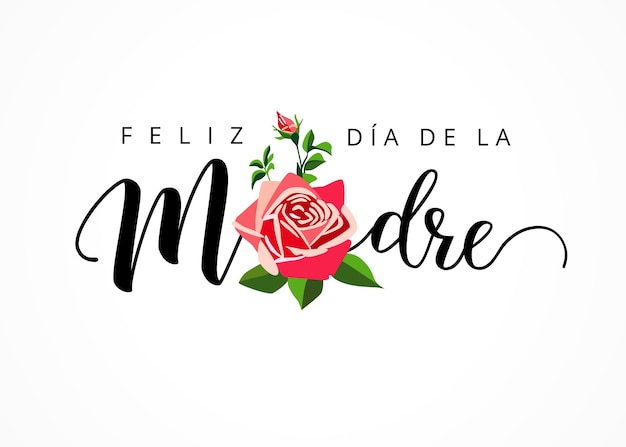 Lettrage Feliz Dia De La Madre Et Carte De Voeux Rose Texte En Espagnol Bonne Fête Des Mères