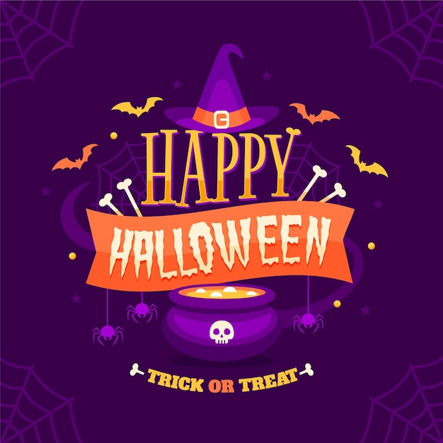 Lettrage halloween plat dessiné à la main