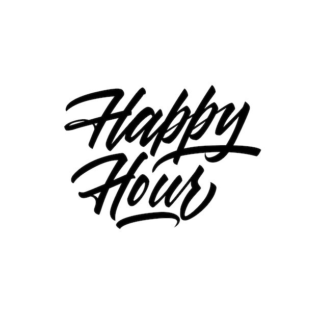 Lettrage Happy Hour. Style De Script De Stylo Pinceau