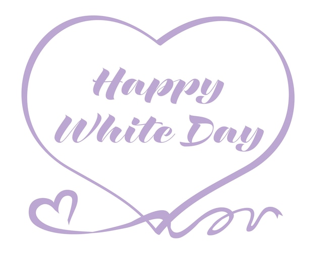 Lettrage Happy White Day Avec Coeur Et Ruban.