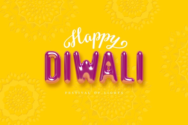 Vecteur lettrage joyeux diwali