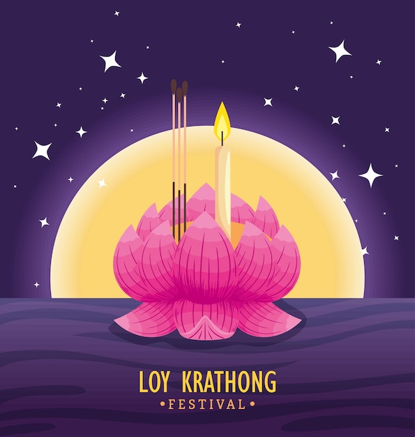 Lettrage Loy Krathong Avec Lotus