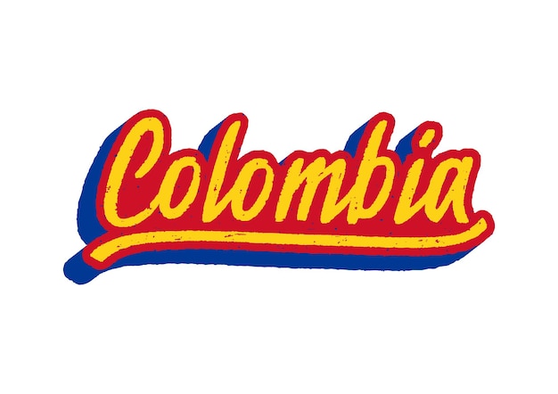 Lettrage à La Main De Colombie Avec Des Couleurs Abstraites Sur Fond Blanc