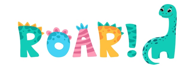 Lettrage de rugissement Police enfantine mignonne pour les affiches d'invitation de douche de bébé de carte de voeux d'anniversaire