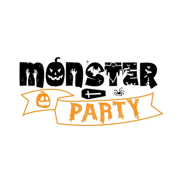 Lettrage De Typographie Monster Party Pour T-shirt