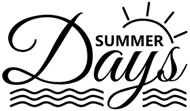 Vecteur lettrage vectoriel summer days avec illustration vectorielle d'icône soleil et mer isolée sur blanc